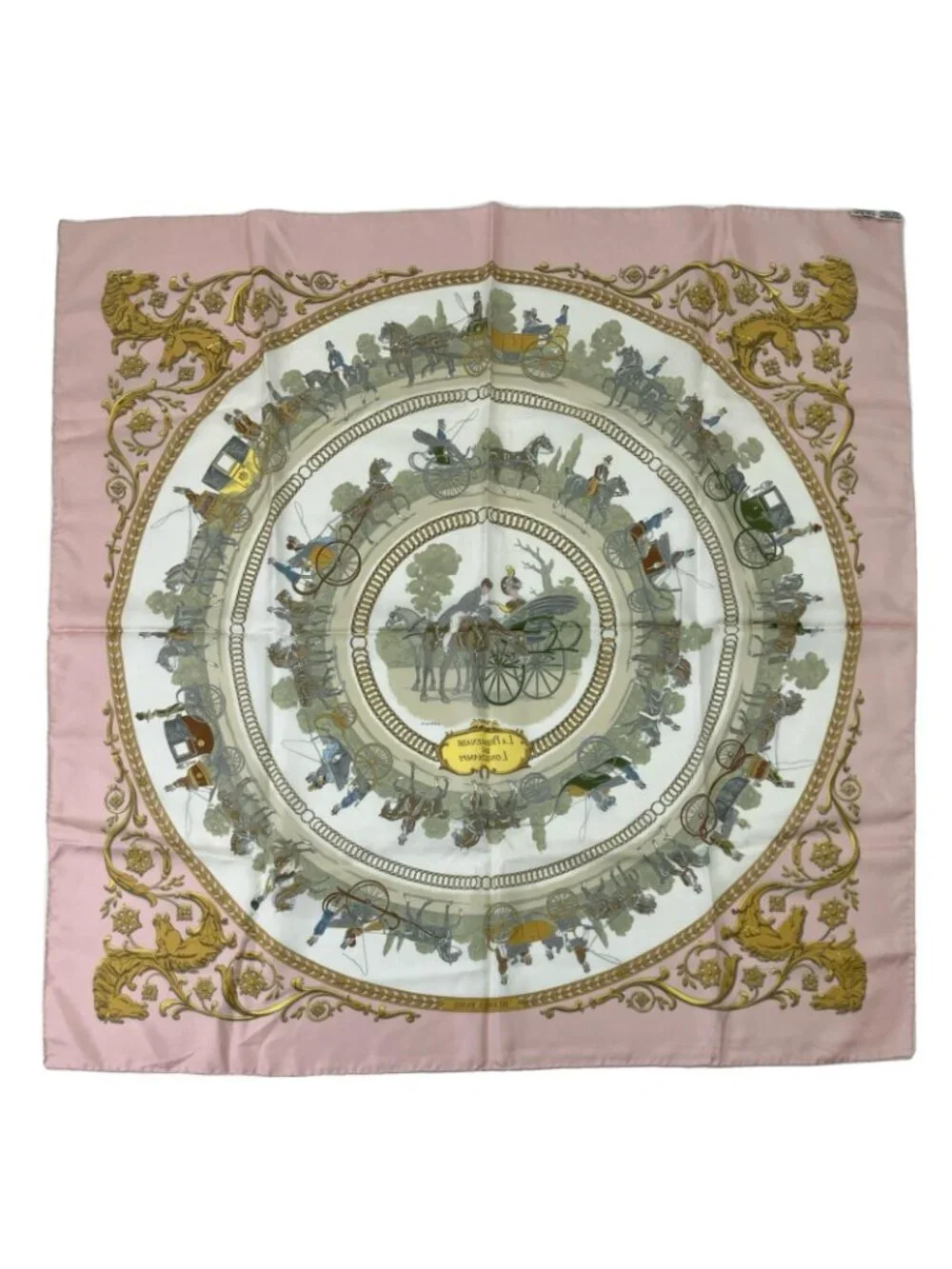 Hermes Scarf Carre 90 Walk to Long Chien Pink White - Picture 2 of 5